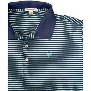 Peter Millar Men's Polo‎ Shirt 100% Cotton Blue Striped Golf Collar Size XXL